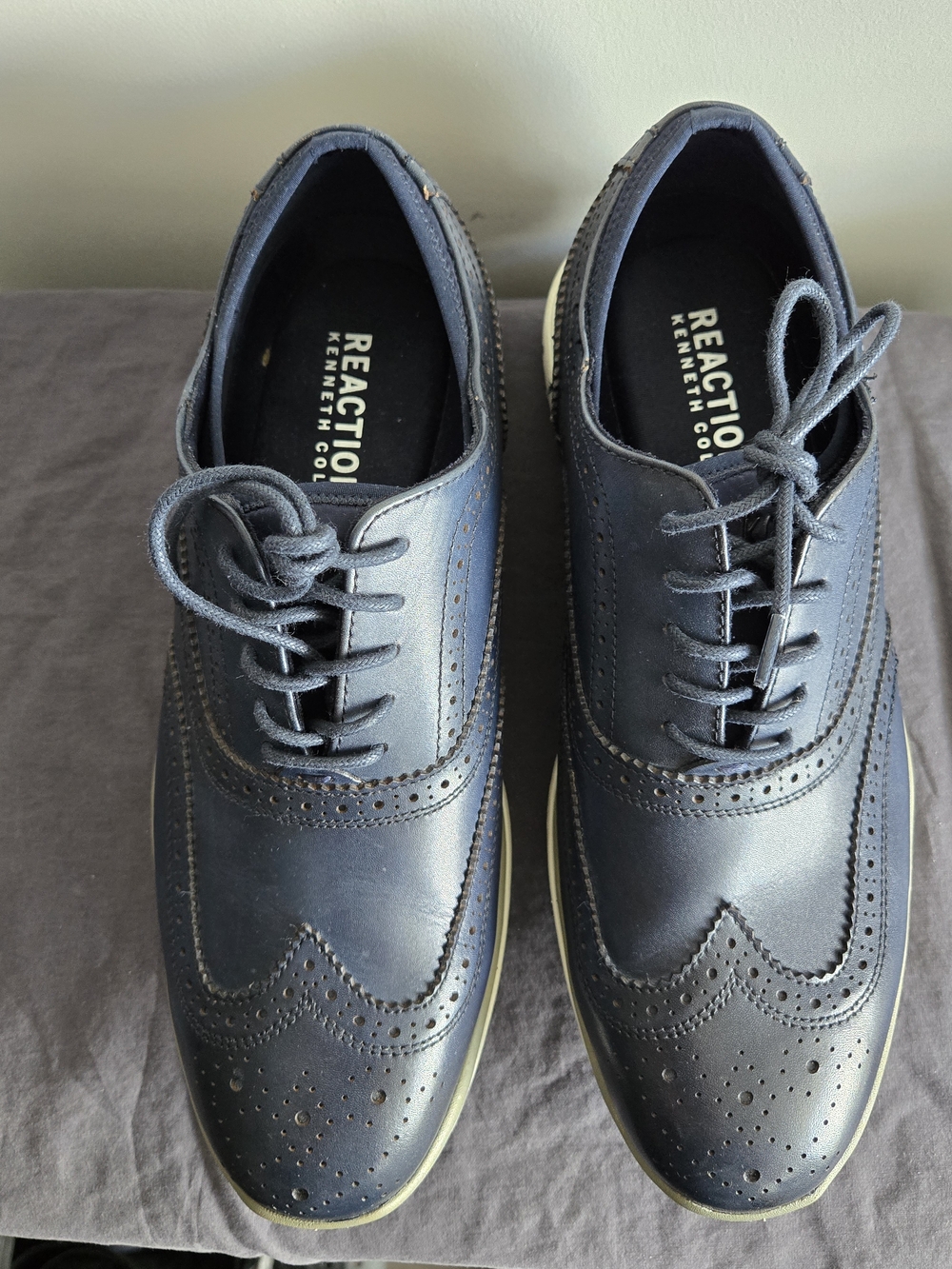 Kenneth Cole Reaction men's Derby lace-up shoes w. cushion support, Blue M: 9.5
